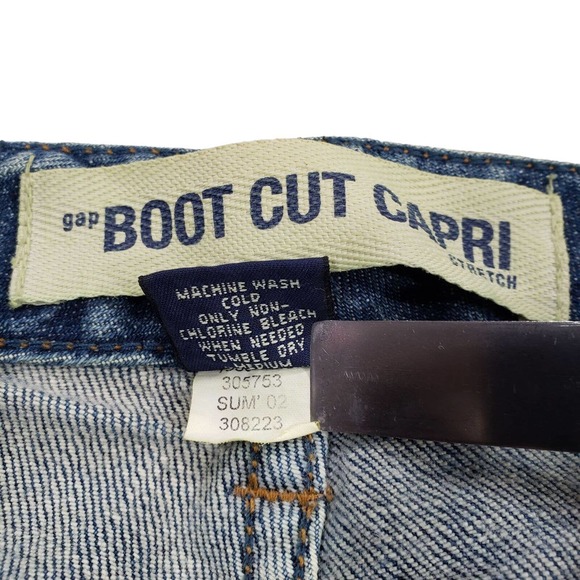 Vtg Gap Boot Cut Capris Jeans 10 Womens Blue Stretch Y2K - Picture 6 of 10